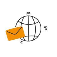 mail envelope icon with globe and envelope vector