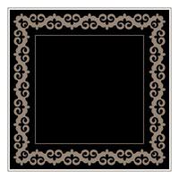 Gold Border frame deco label. Simple line art border frame design. Square gold floral Eastern national pattern frame ornament. Lace frame for square surfaces, invitations, textiles, embroider, cards vector