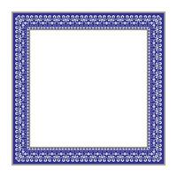 Blue and white ornamental frame. Square Ethnic Frame. Design Element of Turkic Nomads, Kazakh, Kyrgyz, Mongol, Tatar, Uzbek, Tajik. For plates, textiles, print design. Template for design. vector
