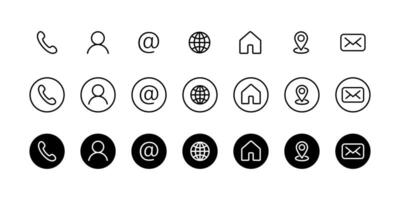 Web icon set. Contact us icon set. Website internet different icons. Social media contact icon set. vector