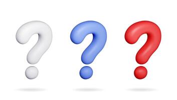 3D question mark isolated on white. Render question symbol. Thin realistic icon. Concept of FAQ, support and help. vector