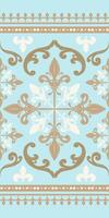 Classy Timeless Graceful Gold Shade and Beige Scroll Ornate Pattern On Pastel Blue Background. Elaborate Exquisitely Seamless Pattern. Luxury Border for high-end decor interior design textile vector