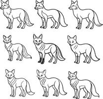 Fox icon set line art vector