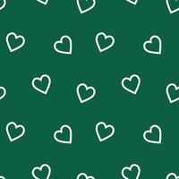 simple pattern with white hearts on green background.Valentines day vector