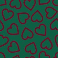 pattern with red hearts on green background.Valentines day vector