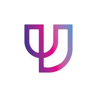 UD or DU initial logo with lowercase u inside rounded purple pink design vector