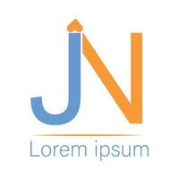 Square JN logo with an orange shape and plus sign vector