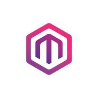 Custom logo design creation Hexagon M logo vector