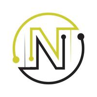 Creative N initial logo design template. vector