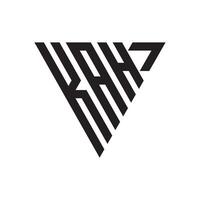 KAH monogram logo in a triangle shape, sleek and modern, on a black background vector