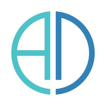 Simple AD logo design with monogram letters A and D. Modern circle logo template, based isolated, and digital vector