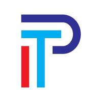 Uppercase TP logo with red and blue overlapping transparency vector
