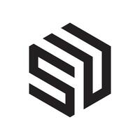 Modern SU letter logo with hexagon shapes and unique monogram design vector