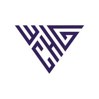 ECHG initial letter logo with hexagonal shape in flat colors vector