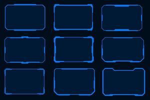 HUD screen futuristic digital interface contol panel. Blue frame technology. vector