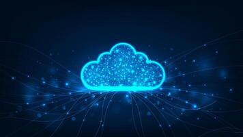 Futuristic cloud strorage internet cyber technology. Abstract cloud connection on blue background. vector