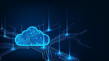 Cloud network digital perspective circuit technology adstract blue light background. vector