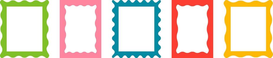 Wave and curvy borders set. Trendy photo borders. Modern template vector