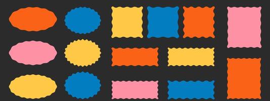 Wave scalloped edge frames set. Trendy silhouette borders with zigzag wavy edges vector