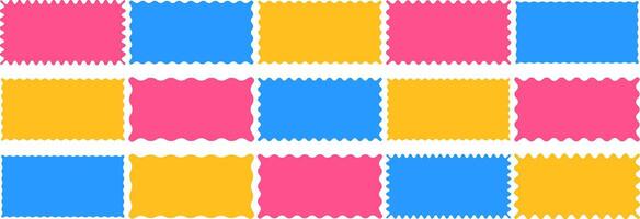 Rectangle wavy frames with scallop edges set. Trendy silhouette borders with zigzag wavy edges vector