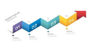 Infographics arrow symbol isometric timeline business steps to success template. illustration. vector