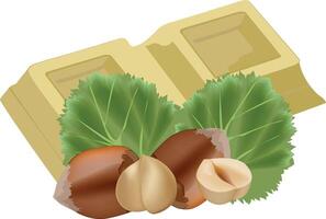 A chocolate bar and nuts vector