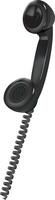 A black telephone with a spiral cord vector