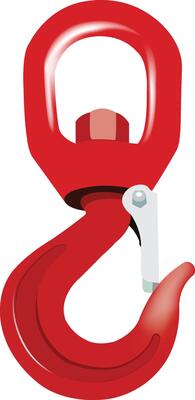 A red hook with a white handle
