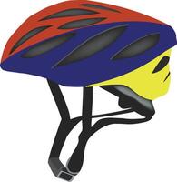 A helmet with a red, yellow and blue color scheme vector