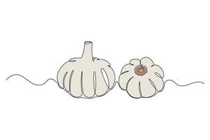 Continuous single-line art drawing of garlic. Garlic outline logo isolated on white background vector