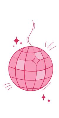 Simple Pink Disco Ball Doodle Illustration