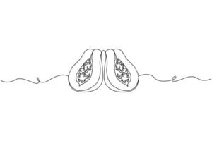 Continuous one line drawing of papaya fruit. Papaya fruit linear icon on white background. vector