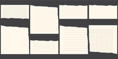 Paper scraps. Torn pieces of paper, with torn edges for notes, realistic torn pieces of blank note pages. illustration isolated vector