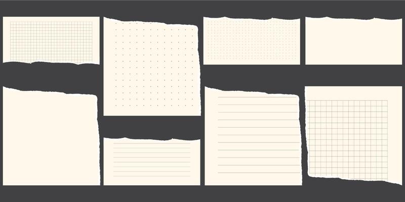 Paper scraps. Torn pieces of paper, with torn edges for notes, realistic torn pieces of blank note pages. illustration isolated