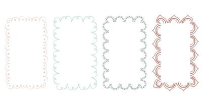 Hand drawn lace scalloped frames. Square, round and rectangle scalloped frames vector