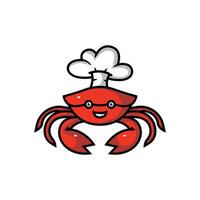 crab character mascot with chef hat vector