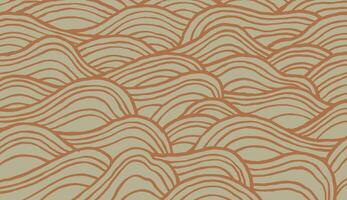 Crafted hand drawn brush line abstract wave pattern, Japanese folk and ethnic wood carving, engraving, weaving texture surface background, simple and naive style graphic for decoration, fabric vector