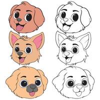 A set of cartoon dog faces with different expressions vector