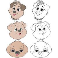 Bundling set of cartoon dog faces with different expressions vector