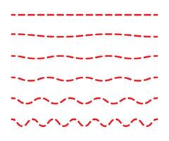 Red strips dots lines set for graphic design, isolated on white. vector