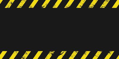 Striped caution and danger sign on black background design. vector