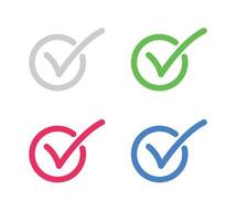 Set of check mark icon on white background vector