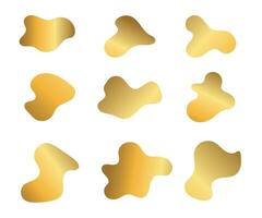 Gold luxury gradient liquid blob set. Geometric shape background for design. vector