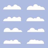 Set of cartoon cloud in flat design. White cloud collection design illustration. vector