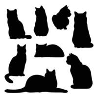 Cat silhouette set illustration design on white background. vector