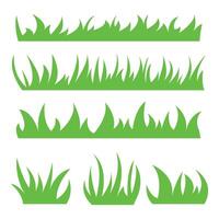 Green grass set in flat style design. Natural material collection. vector
