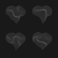 Wireframe of geometric love shapes retro futuristic. set of graphics for design vector