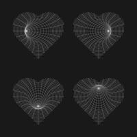 Set of love shape with retro futuristic design elements. vector