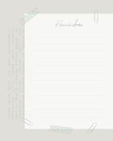 Reminders paper, vintage blank in scrapbook style with old text Lorem ipsum. For notes, to do list, planner. vector