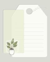 Vintage collage with a plant and an openwork napkin, for notes, reminders, notes, planner. Scrapbooking. vector